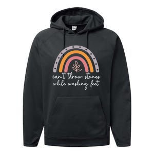 Can't Throw Stones While Washing Feet Rainbow Design Performance Fleece Hoodie