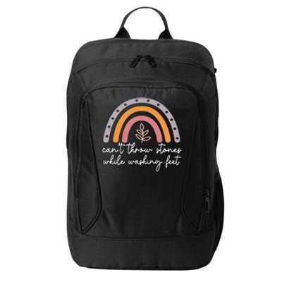 Can't Throw Stones While Washing Feet Rainbow Design City Backpack