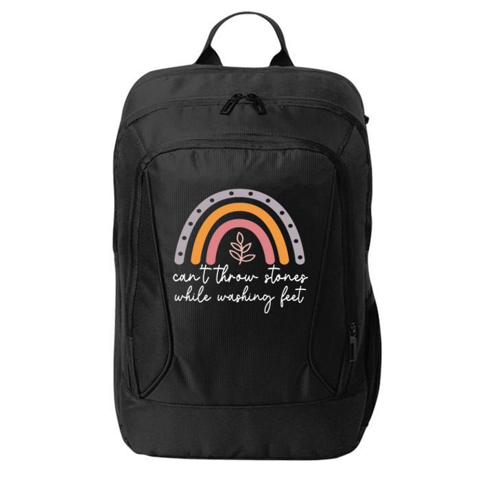 Can't Throw Stones While Washing Feet Rainbow Design City Backpack