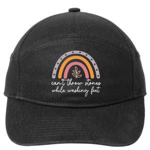 Can't Throw Stones While Washing Feet Rainbow Design 7-Panel Snapback Hat