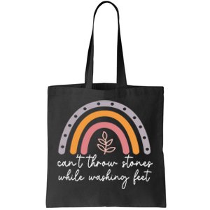 Can't Throw Stones While Washing Feet Rainbow Design Tote Bag