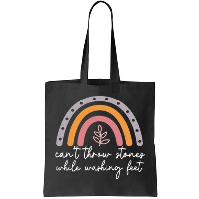 Can't Throw Stones While Washing Feet Rainbow Design Tote Bag