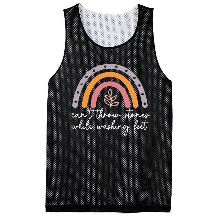 Can't Throw Stones While Washing Feet Rainbow Design Mesh Reversible Basketball Jersey Tank