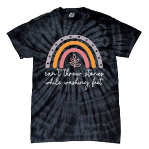 Can't Throw Stones While Washing Feet Rainbow Design Tie-Dye T-Shirt