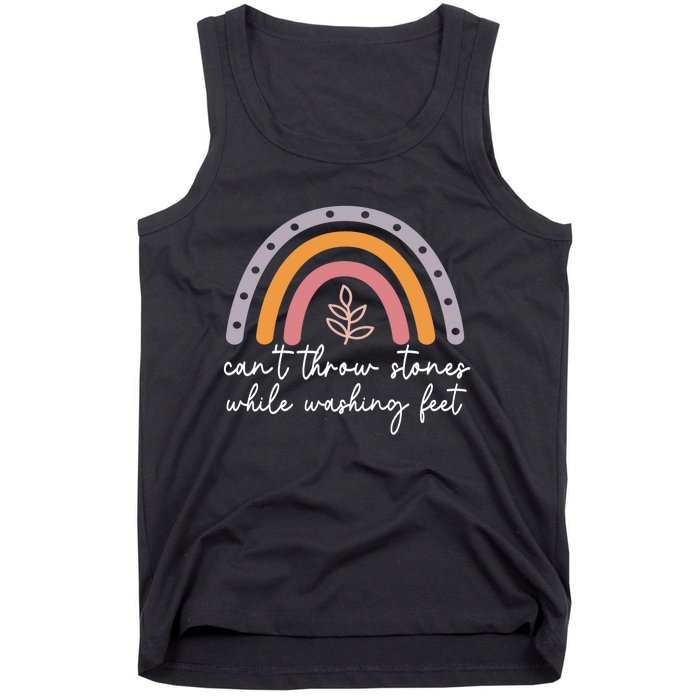 Can't Throw Stones While Washing Feet Rainbow Design Tank Top