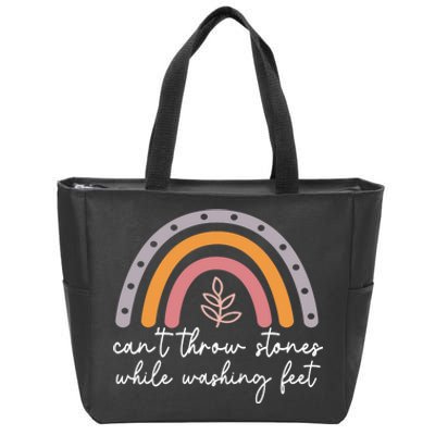 Can't Throw Stones While Washing Feet Rainbow Design Zip Tote Bag