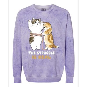 Cats The Struggle is Real Gym Fitness Funny Cat Training Colorblast Crewneck Sweatshirt