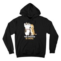 Cats The Struggle is Real Gym Fitness Funny Cat Training Hoodie