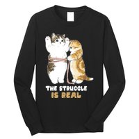 Cats The Struggle is Real Gym Fitness Funny Cat Training Long Sleeve Shirt