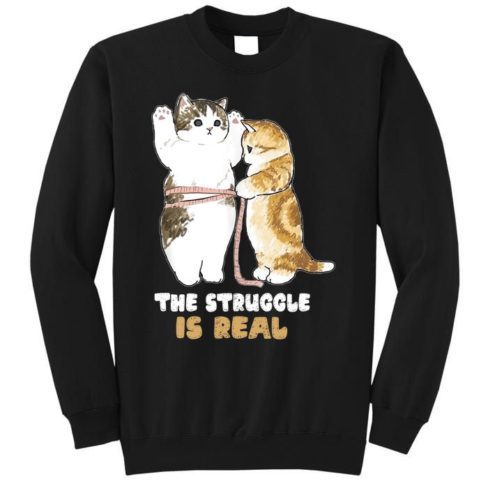 Cats The Struggle is Real Gym Fitness Funny Cat Training Sweatshirt