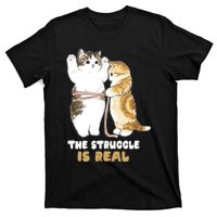 Cats The Struggle is Real Gym Fitness Funny Cat Training T-Shirt