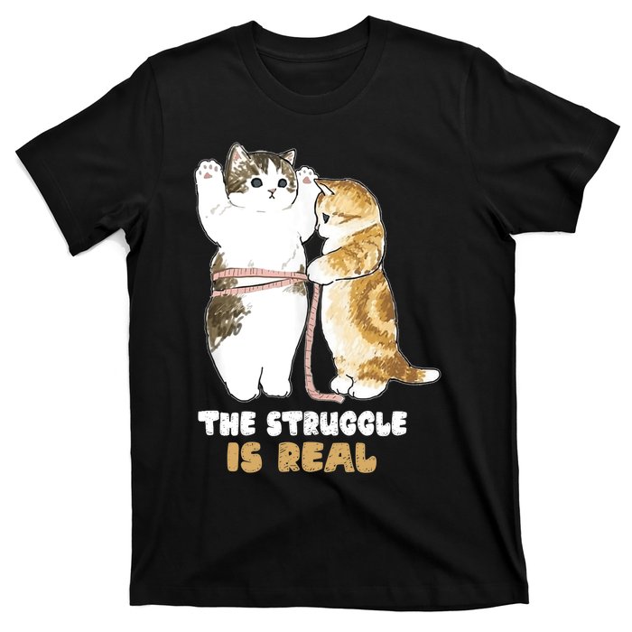 Cats The Struggle is Real Gym Fitness Funny Cat Training T-Shirt