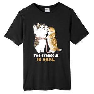 Cats The Struggle is Real Gym Fitness Funny Cat Training Tall Fusion ChromaSoft Performance T-Shirt