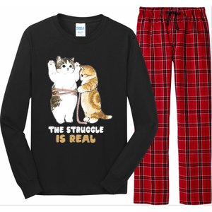 Cats The Struggle is Real Gym Fitness Funny Cat Training Long Sleeve Pajama Set