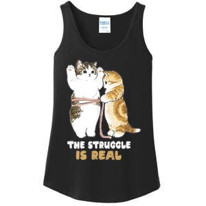 Cats The Struggle is Real Gym Fitness Funny Cat Training Ladies Essential Tank