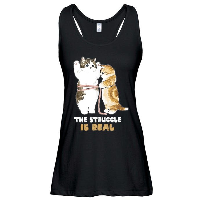 Cats The Struggle is Real Gym Fitness Funny Cat Training Ladies Essential Flowy Tank