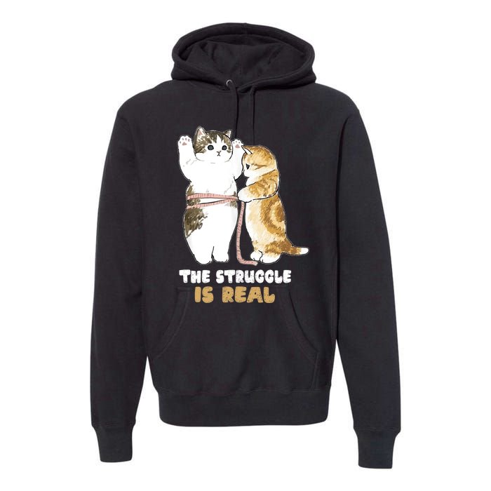 Cats The Struggle is Real Gym Fitness Funny Cat Training Premium Hoodie