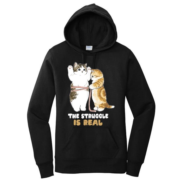 Cats The Struggle is Real Gym Fitness Funny Cat Training Women's Pullover Hoodie