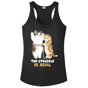 Cats The Struggle is Real Gym Fitness Funny Cat Training Ladies PosiCharge Competitor Racerback Tank