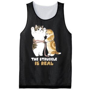 Cats The Struggle is Real Gym Fitness Funny Cat Training Mesh Reversible Basketball Jersey Tank