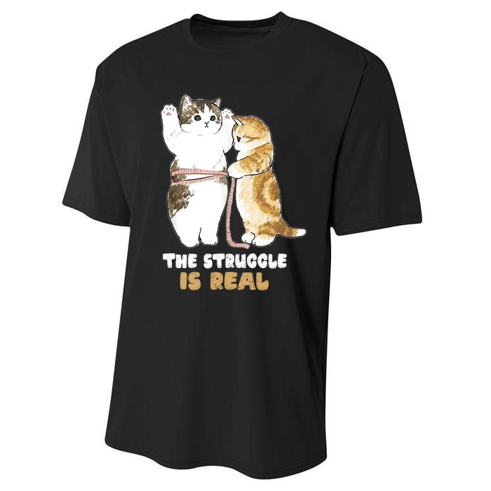 Cats The Struggle is Real Gym Fitness Funny Cat Training Performance Sprint T-Shirt