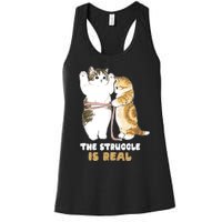 Cats The Struggle is Real Gym Fitness Funny Cat Training Women's Racerback Tank