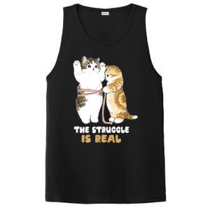 Cats The Struggle is Real Gym Fitness Funny Cat Training PosiCharge Competitor Tank