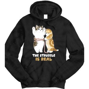 Cats The Struggle is Real Gym Fitness Funny Cat Training Tie Dye Hoodie