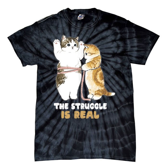 Cats The Struggle is Real Gym Fitness Funny Cat Training Tie-Dye T-Shirt