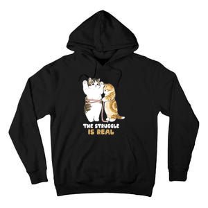 Cats The Struggle is Real Gym Fitness Funny Cat Training Tall Hoodie