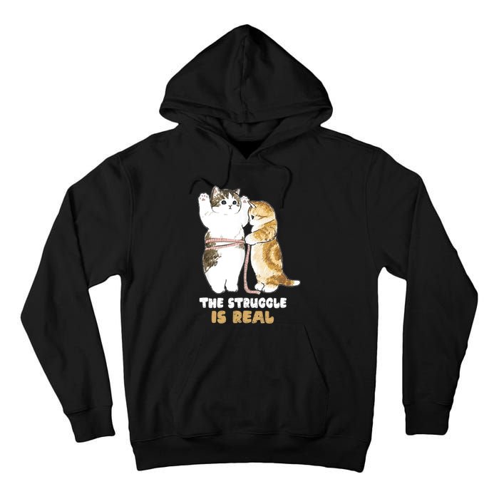 Cats The Struggle is Real Gym Fitness Funny Cat Training Tall Hoodie