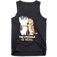 Cats The Struggle is Real Gym Fitness Funny Cat Training Tank Top