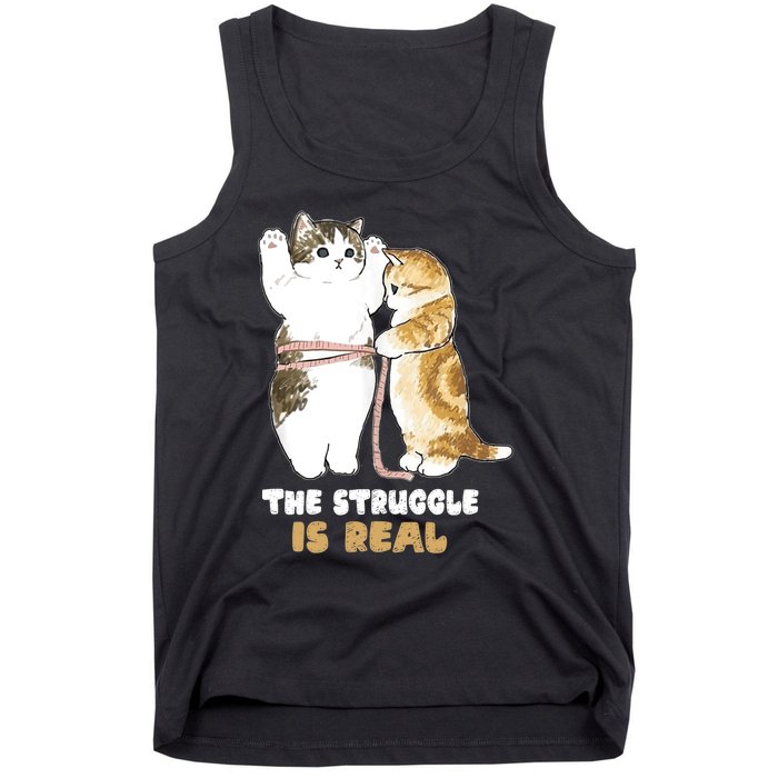 Cats The Struggle is Real Gym Fitness Funny Cat Training Tank Top