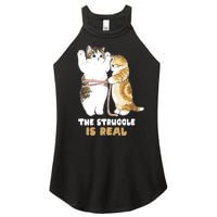 Cats The Struggle is Real Gym Fitness Funny Cat Training Women's Perfect Tri Rocker Tank