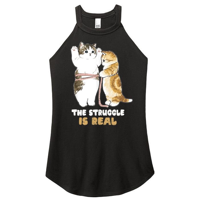 Cats The Struggle is Real Gym Fitness Funny Cat Training Women's Perfect Tri Rocker Tank