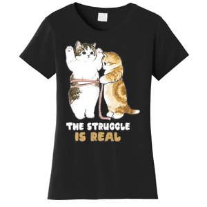 Cats The Struggle is Real Gym Fitness Funny Cat Training Women's T-Shirt