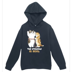 Cats The Struggle is Real Gym Fitness Funny Cat Training Urban Pullover Hoodie