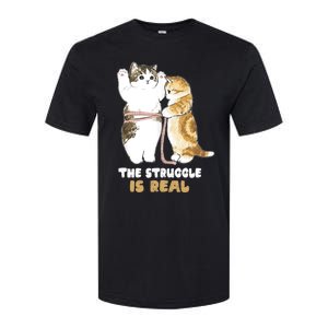 Cats The Struggle is Real Gym Fitness Funny Cat Training Softstyle CVC T-Shirt