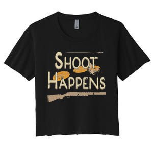 Clay Target Shooting Skeet Trap Sporting Clays Women's Crop Top Tee