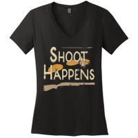 Clay Target Shooting Skeet Trap Sporting Clays Women's V-Neck T-Shirt