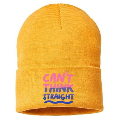 Can't Think Straight Bisexual Lgbt Pride Flag Funny Gift Sustainable Knit Beanie