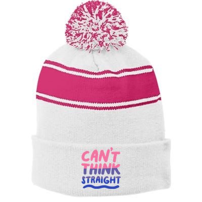 Can't Think Straight Bisexual Lgbt Pride Flag Funny Gift Stripe Pom Pom Beanie