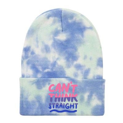 Can't Think Straight Bisexual Lgbt Pride Flag Funny Gift Tie Dye 12in Knit Beanie