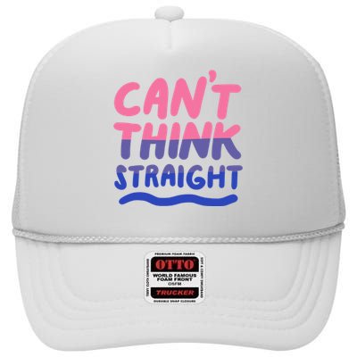 Can't Think Straight Bisexual Lgbt Pride Flag Funny Gift High Crown Mesh Back Trucker Hat