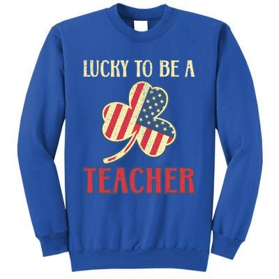 Cool Teacher St Patricks Day American Flag Leaf Teachers Funny Gift Sweatshirt