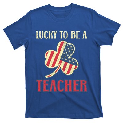 Cool Teacher St Patricks Day American Flag Leaf Teachers Funny Gift T-Shirt