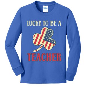 Cool Teacher St Patricks Day American Flag Leaf Teachers Funny Gift Kids Long Sleeve Shirt