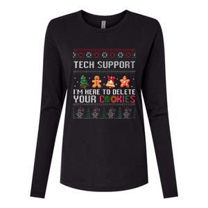 Christmas Tech Support Here To Delete Cookies Xmas Womens Cotton Relaxed Long Sleeve T-Shirt