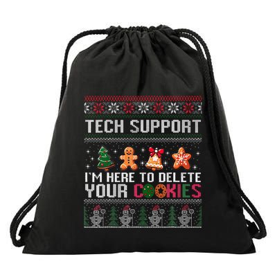 Christmas Tech Support Here To Delete Cookies Xmas Drawstring Bag