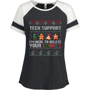 Christmas Tech Support Here To Delete Cookies Xmas Enza Ladies Jersey Colorblock Tee